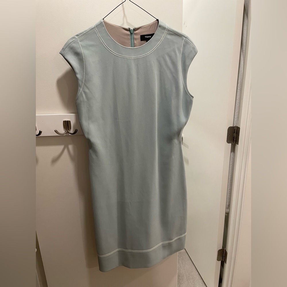 Theory Light Blue Cap Sleeve Mini Dress